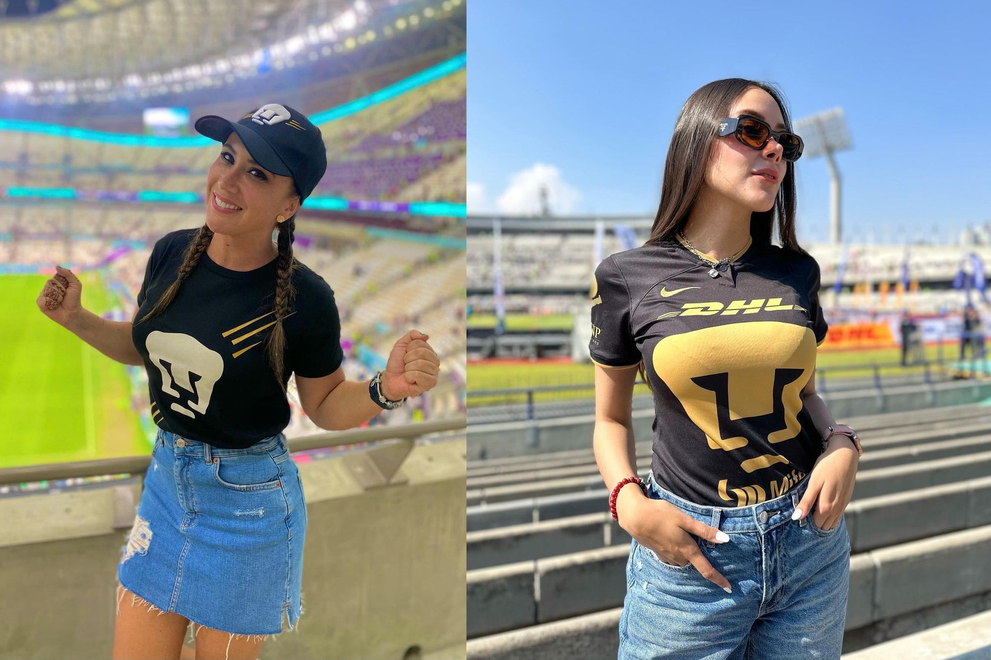 Las dos bellas aficionadas de Pumas portan la playera con orgullo en los estadios del futbol mexicano