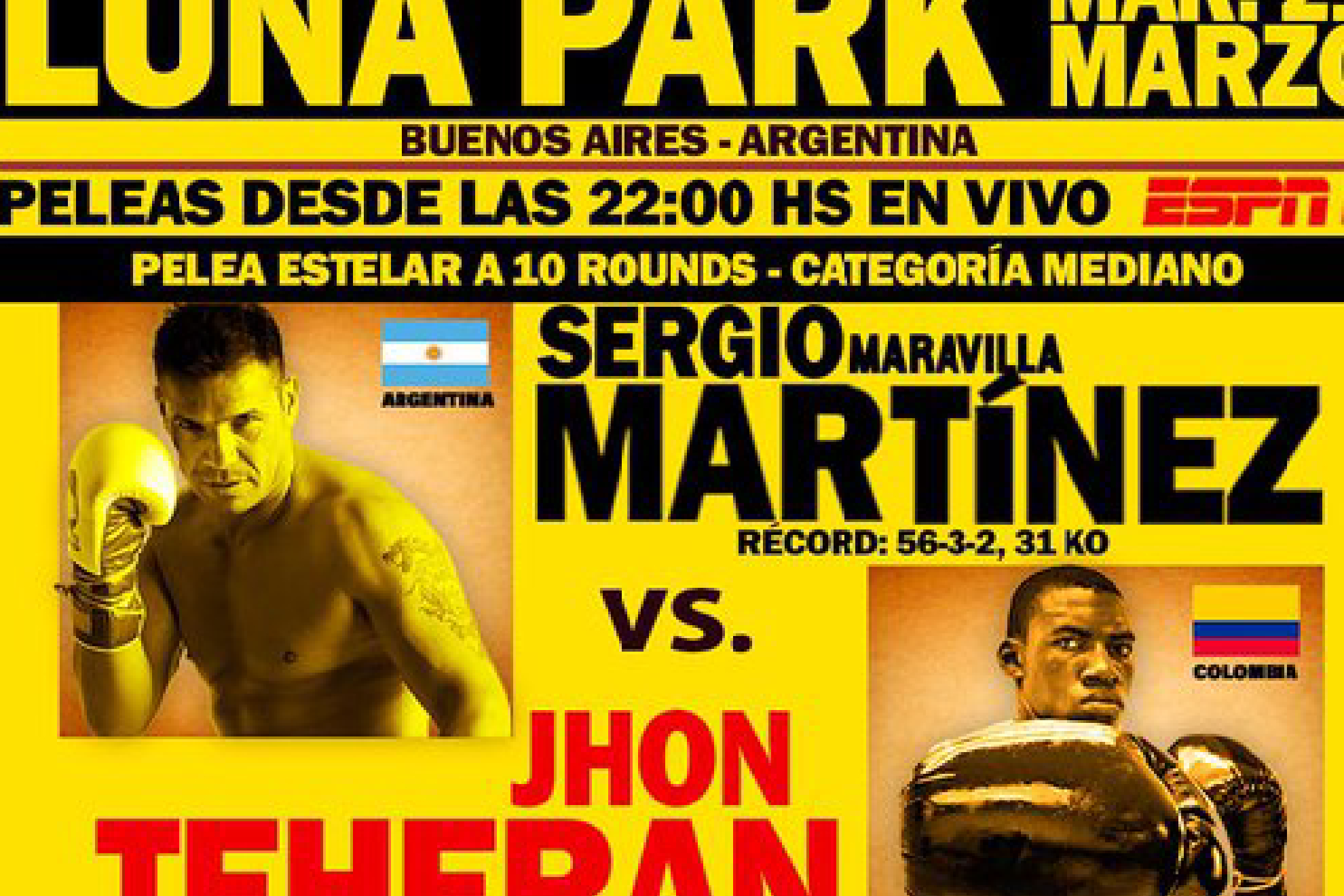 El argentino Sergio Maravilla Martínez contra el colombiano Jhon Teherán en el Luna Park