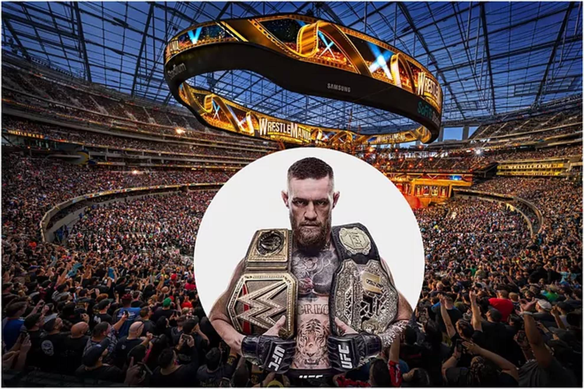 161.892 han pasado por Wrestlemania 39 en el SoFi Stadium. Conor McGregor además ha compartido una foto con los cinturones de WWE y UFC.