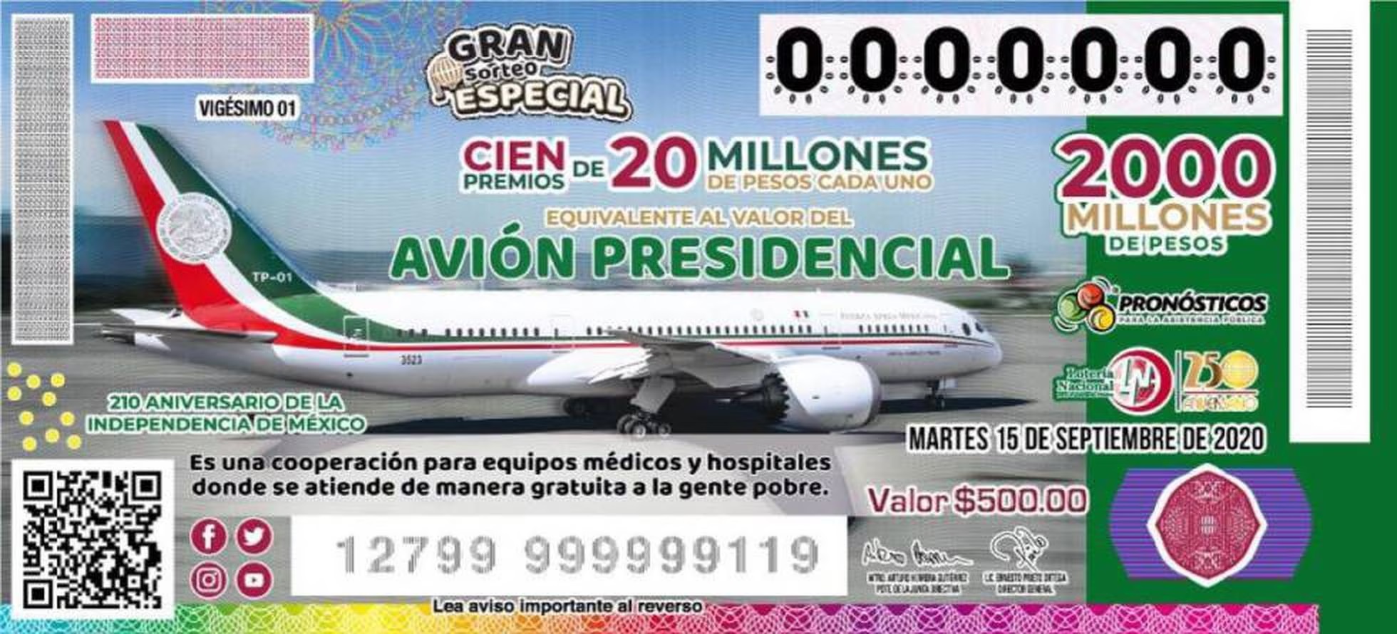 AMLO Andrés Manuel López Obrador avión presidencial Boeing 787 José María Ma. Morelos Pavón rifa 2020