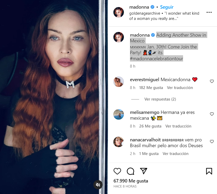 Madonna feliz de confirmar una fecha ms en Mxico