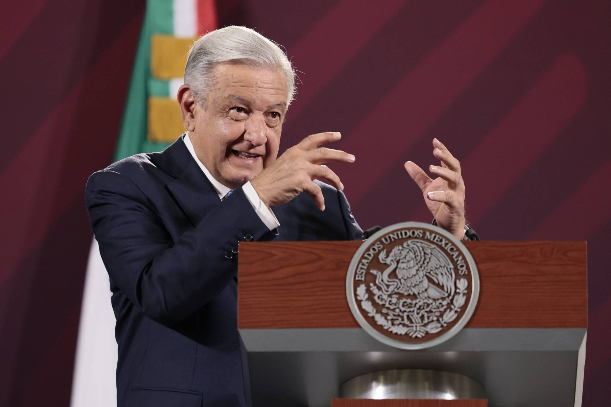 El presidente Andrés Manuel López Obrador en su conferencia mañanera desde Palacio Nacional