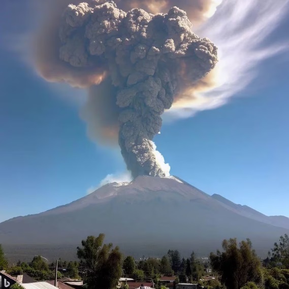 El volcán Popocatépetl en erupción