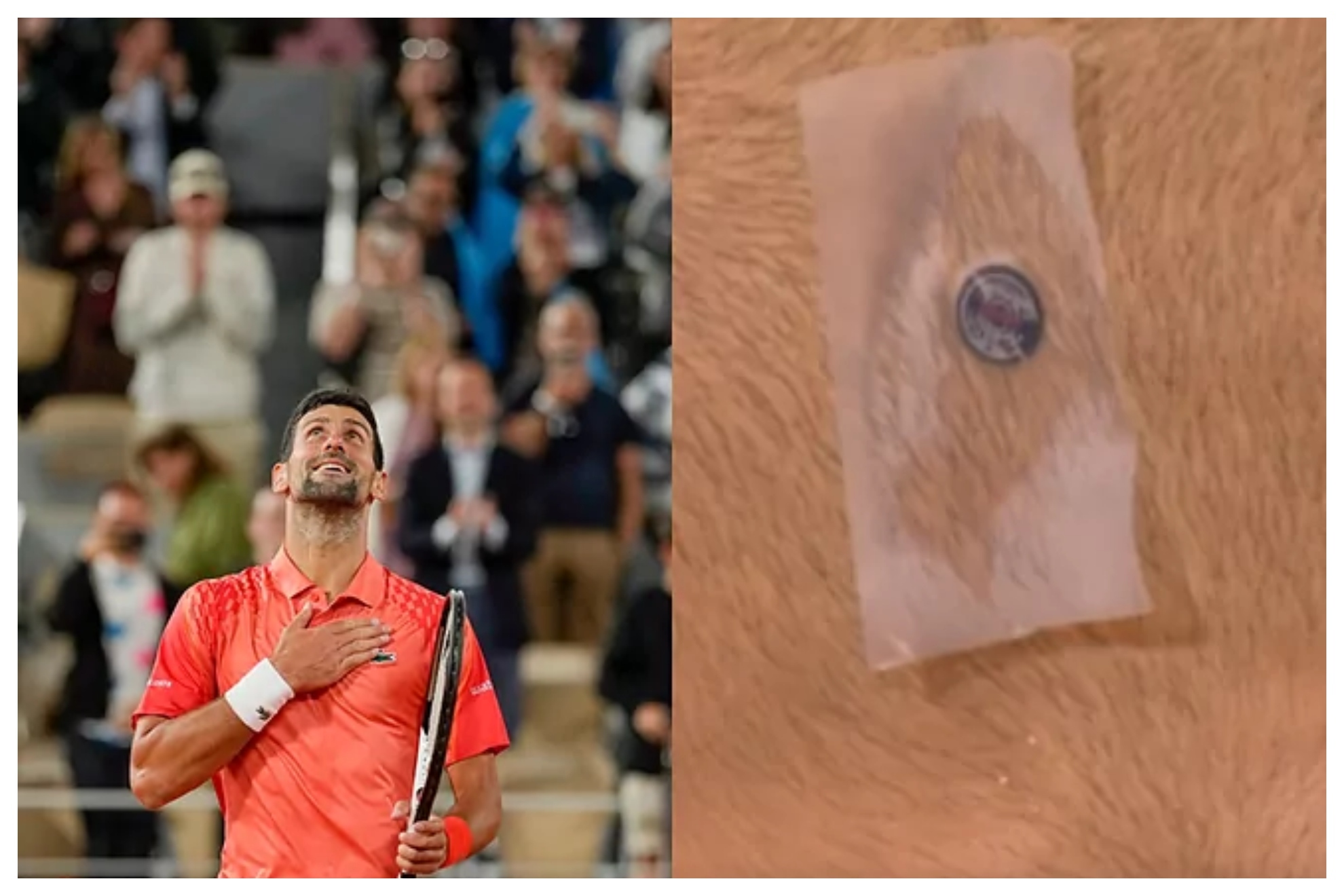 Imagen del chip que lleva Djokovic en su pecho