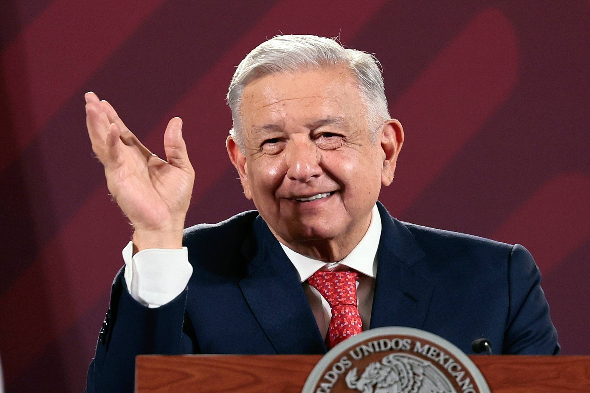El presidente Andrés Manuel López Obrador en Palacio Nacional durante su conferencia mañanera