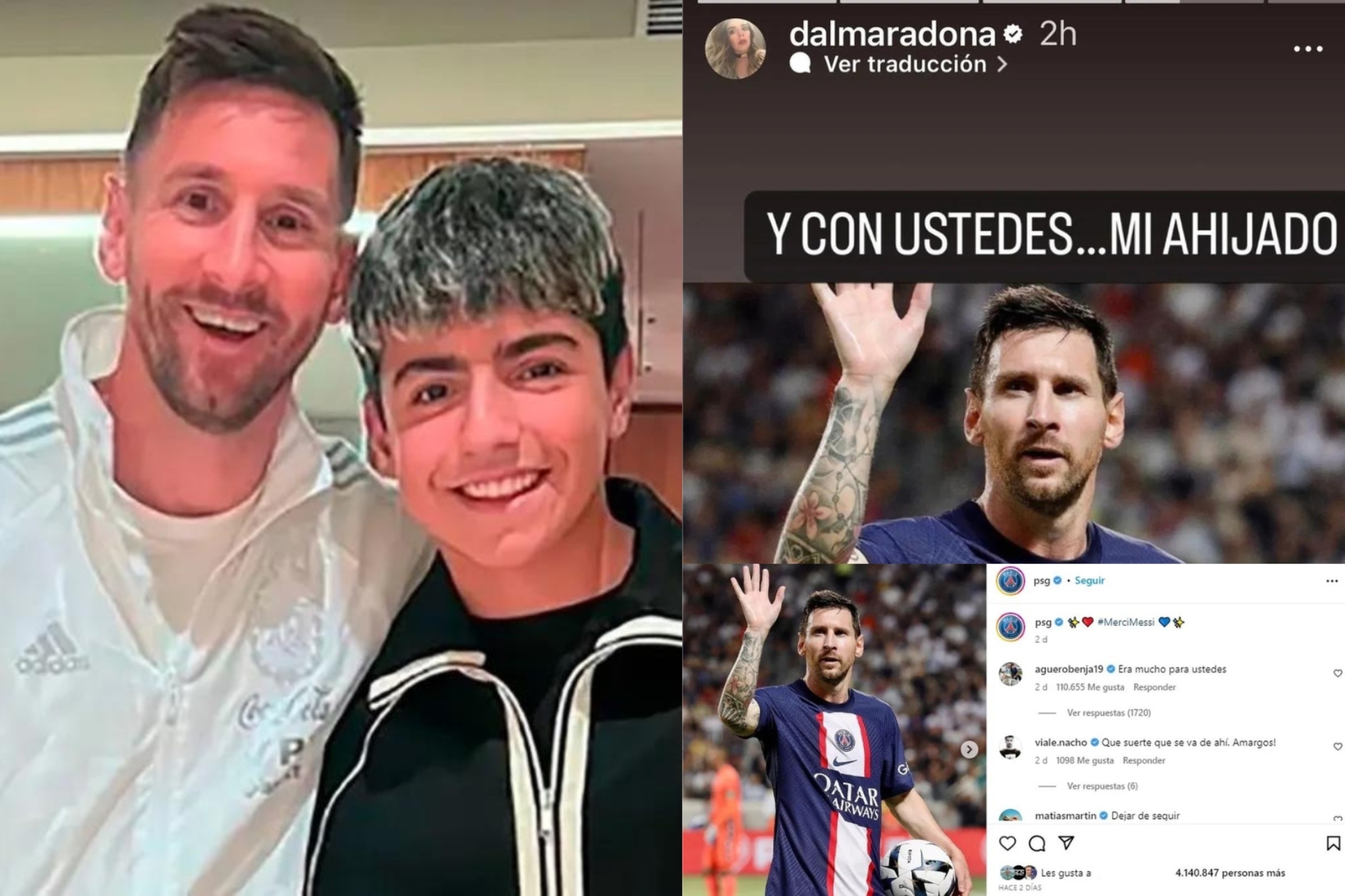 El hijo de Kun Agüero y nieto de Maradona 'señala' al PSG por la salida de Messi: "Era mucho para ustedes"