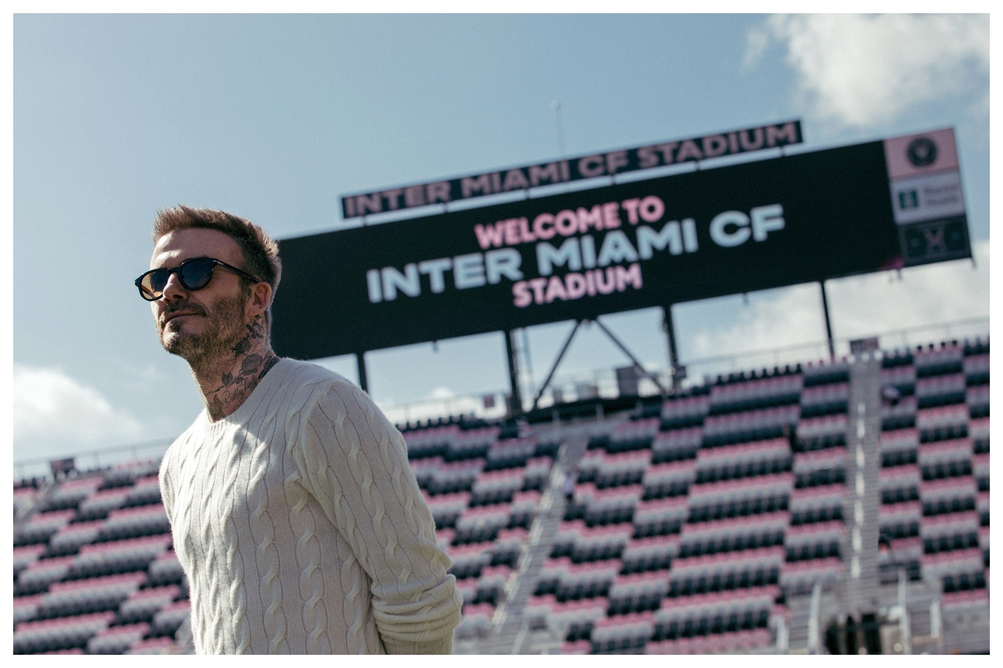 David Beckham posa en el estadio del Inter Miami