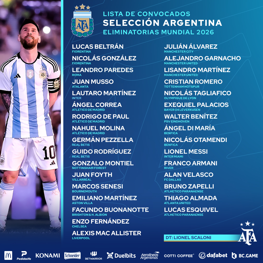 Messi es convocado por Argentina y no habrá duelo contra Alan Pulido en la MLS