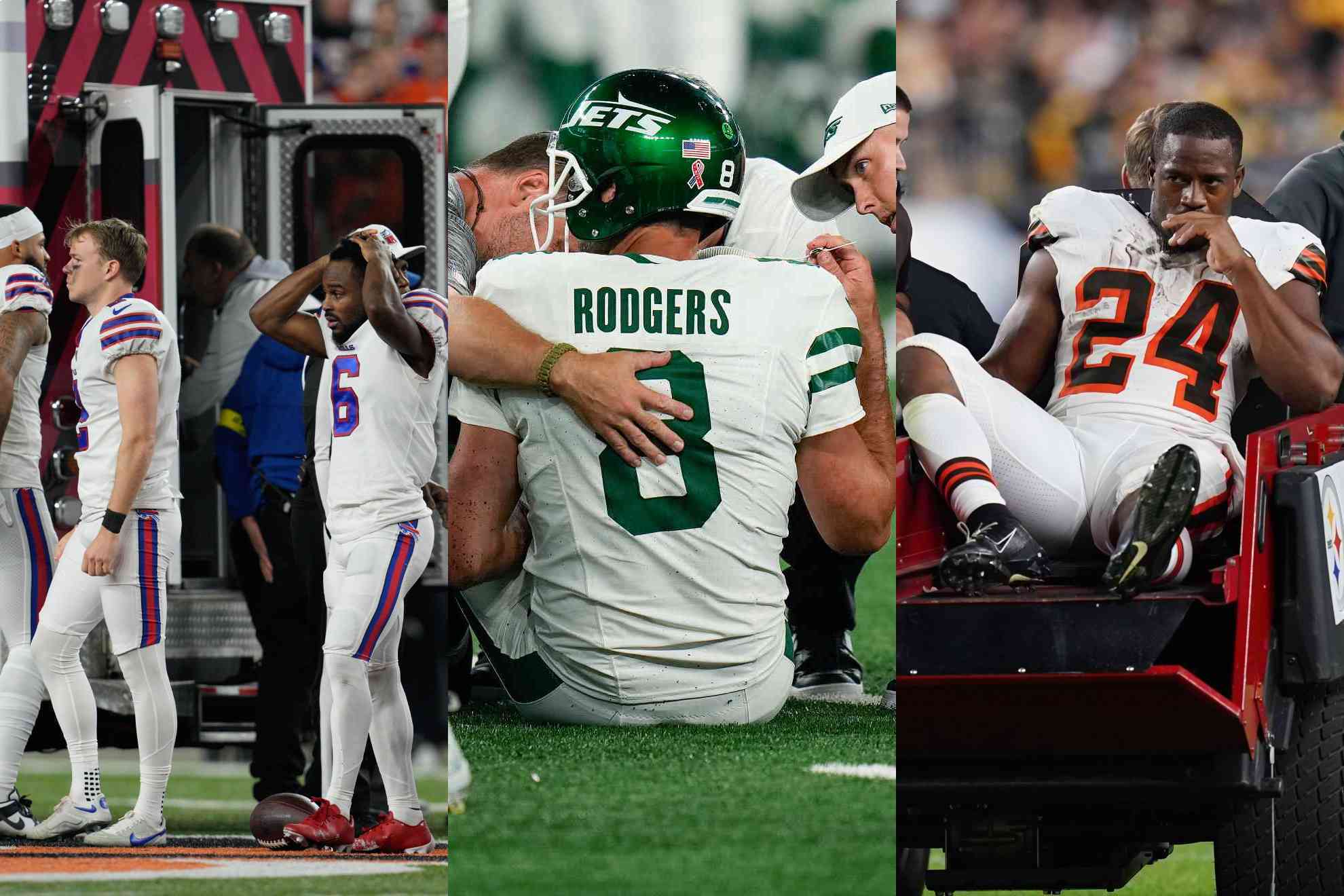 Las terribles lesiones de Damar Hamlin, Aaron Rodgers y Nick Chubb en Monday Night Football.