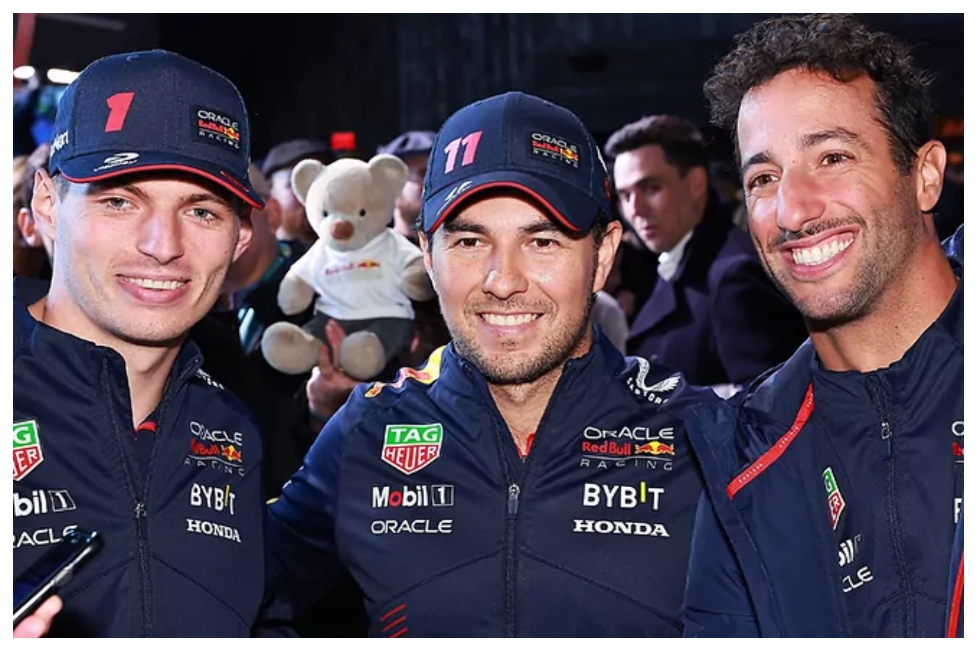 Verstappen, Checo y Ricciardo, en una imagen de archivo