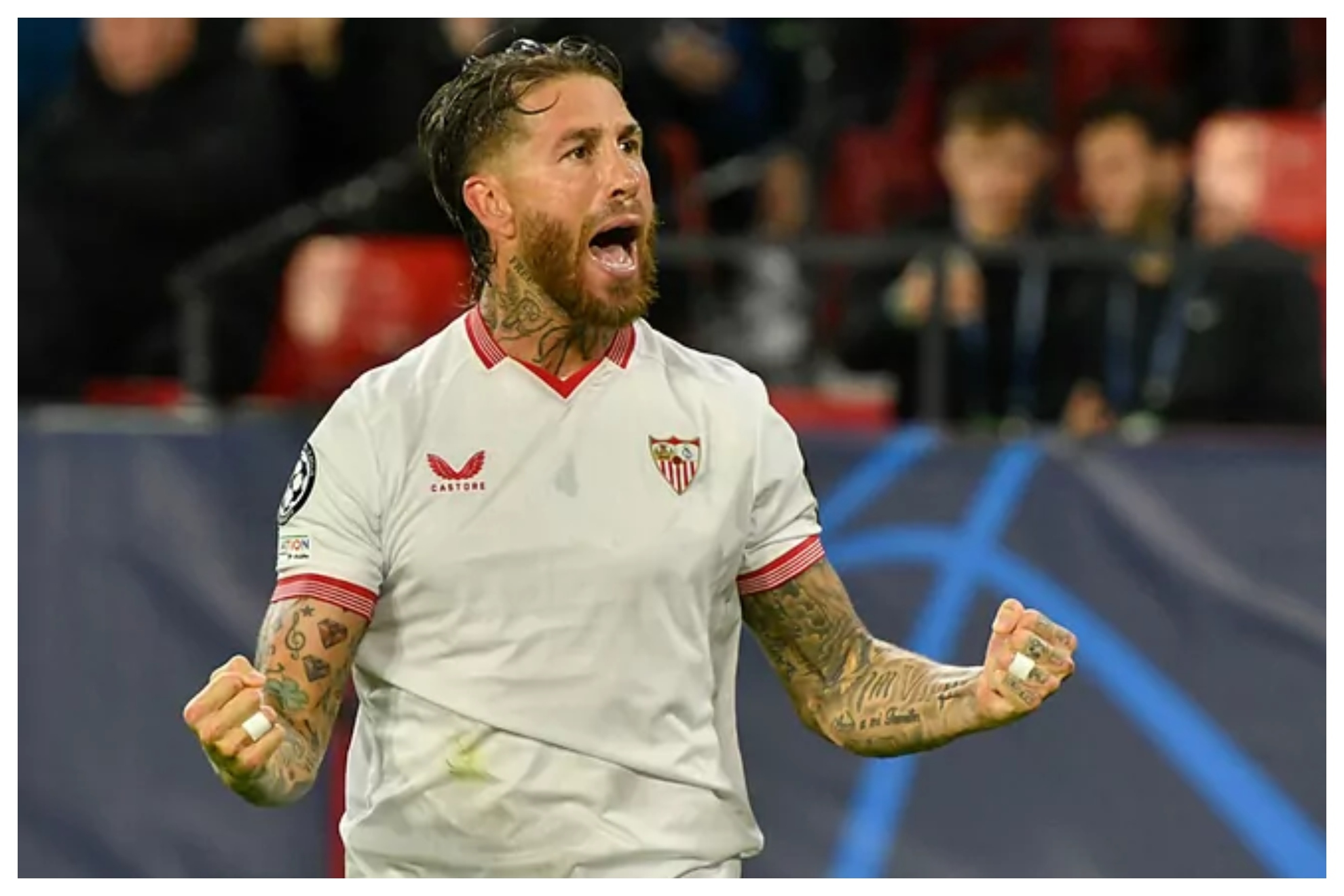 Sergio Ramos celebra un gol con el Sevilla