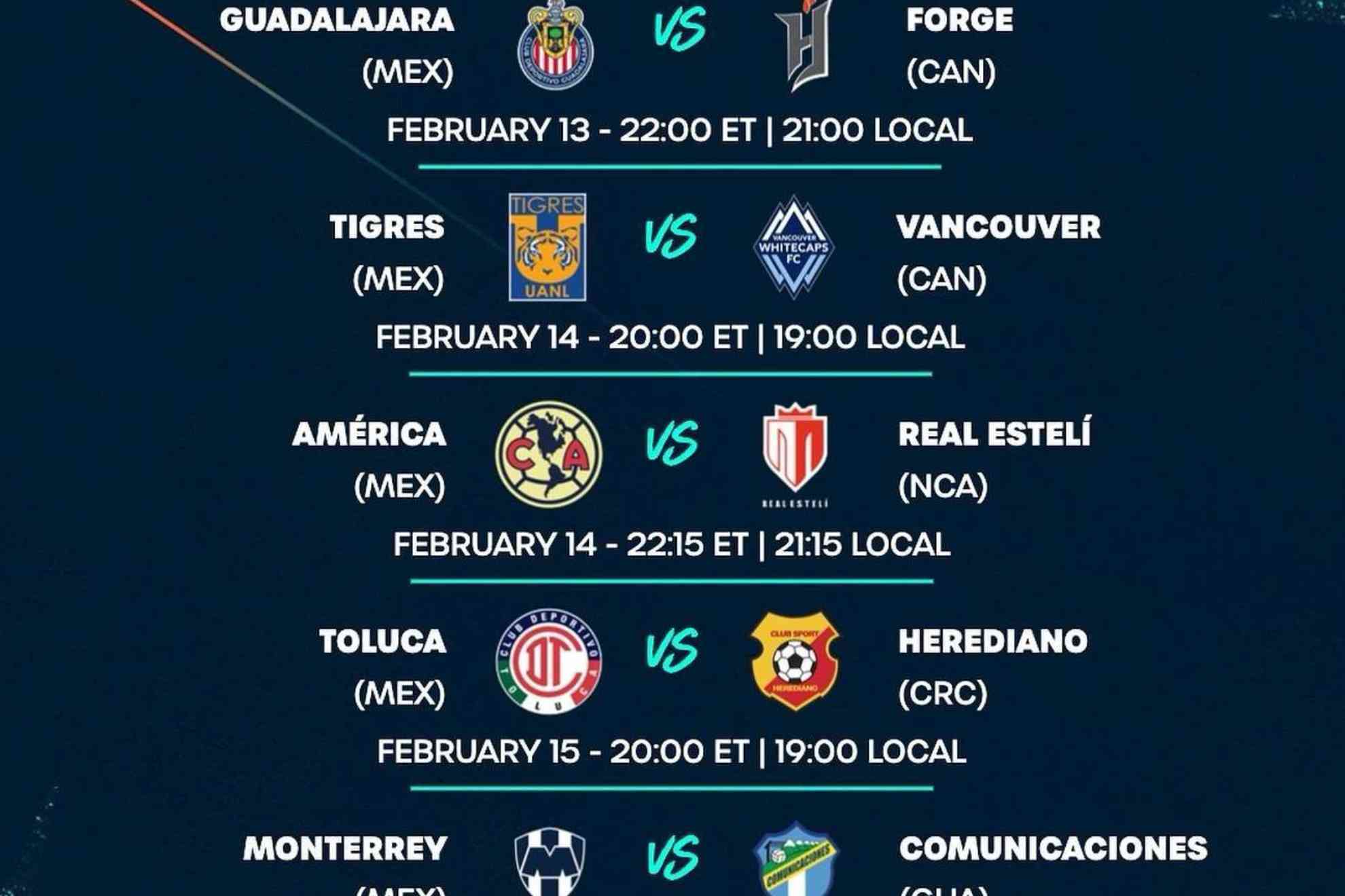 Los juegos de vuelta de los equipos de la Liga MX en la Concacaf Champions Cup.
