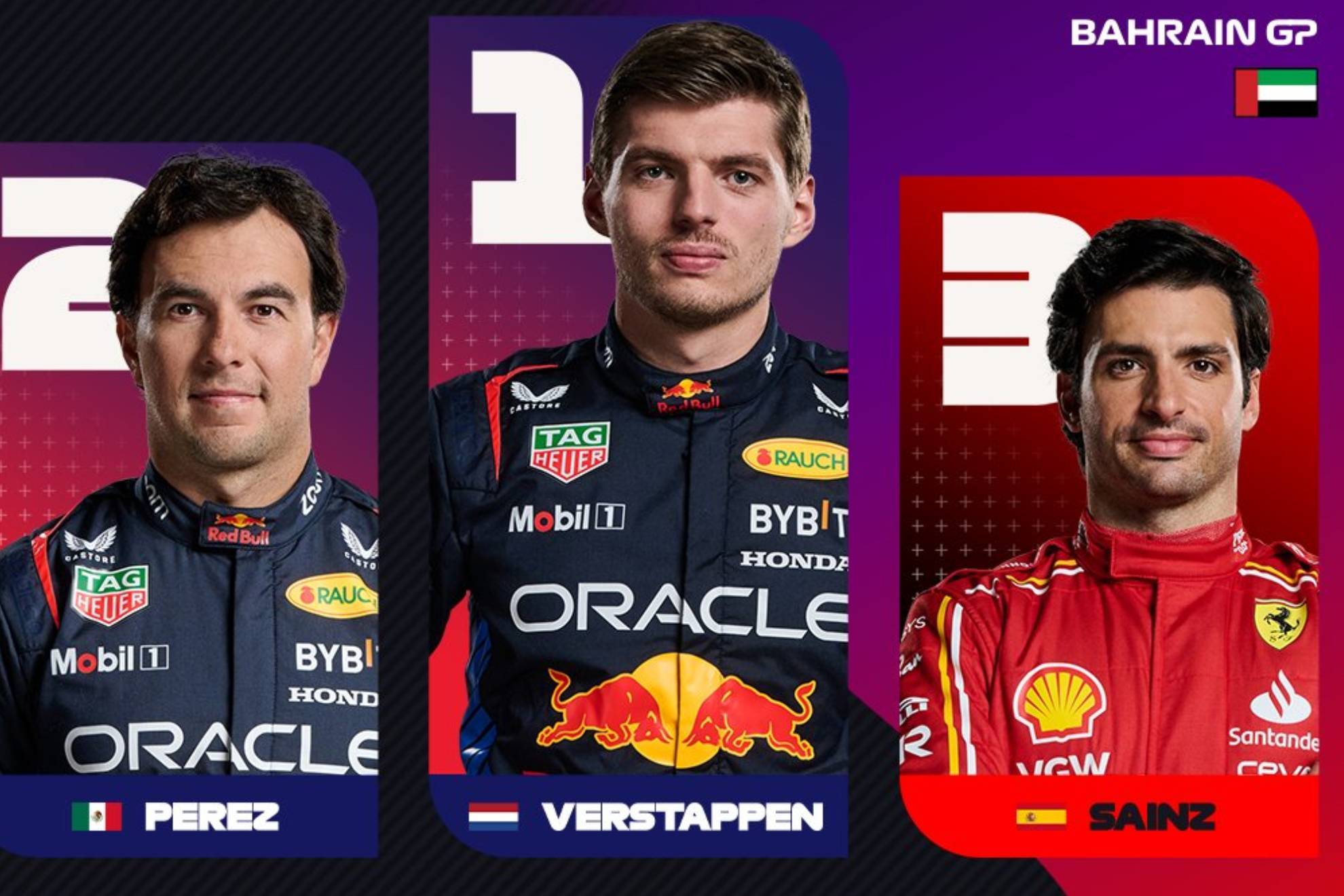 GP Bahrin 2024 F1: Resultados y posiciones con Checo Prez en el podio y victoria de Verstappen