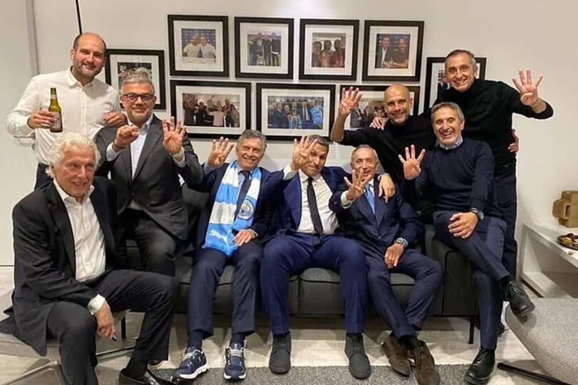 La foto que se filtr de Guardiola y su staff celebrando el 4-0 al Real Madrid