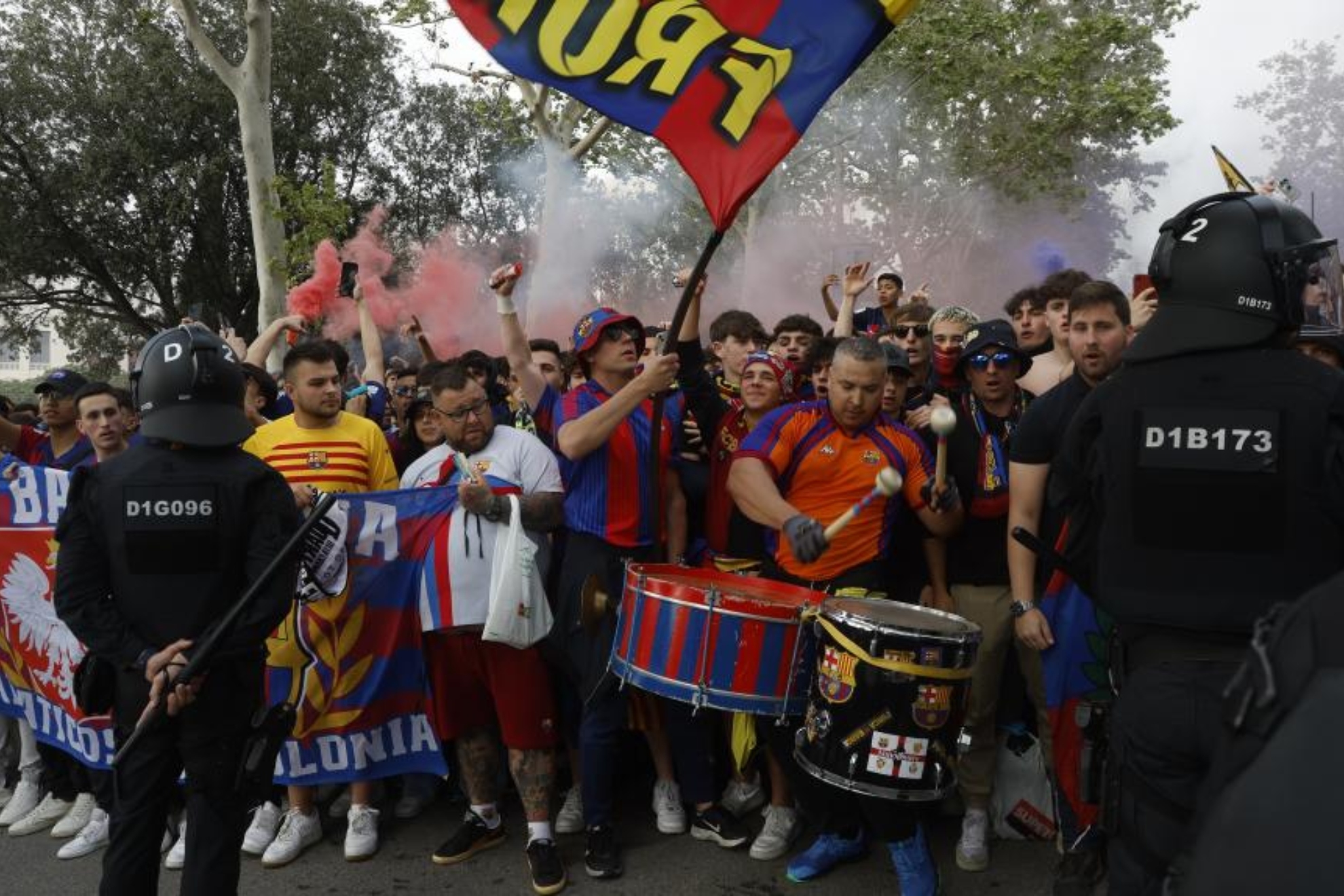 Aficin del Barcelona antes del partido frente al PSG