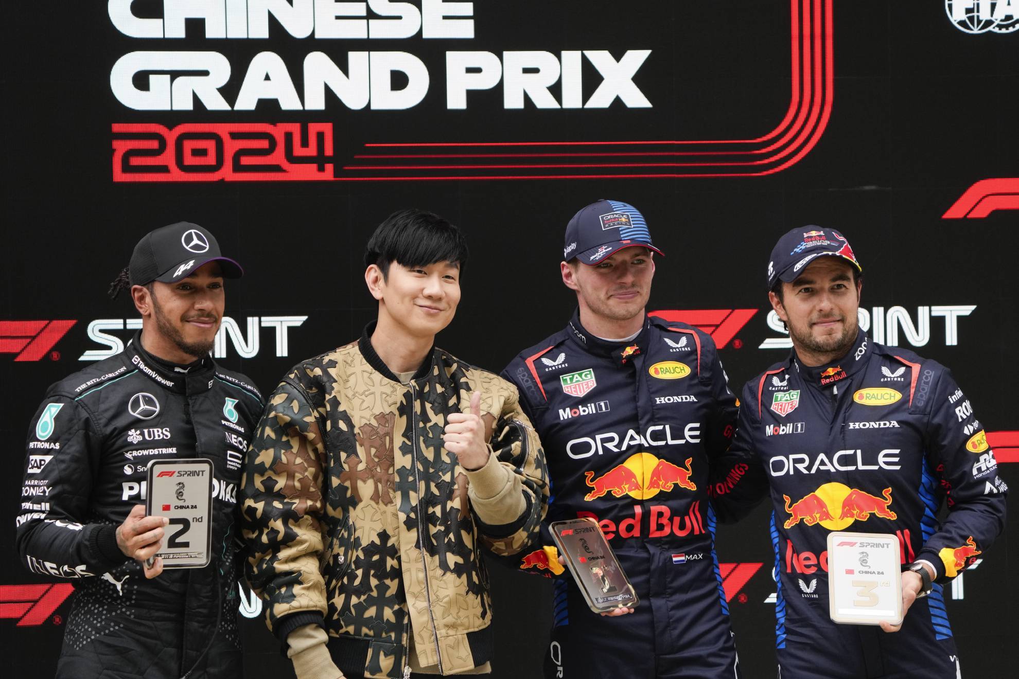 El podio de la Carrera Sprint del GP de China