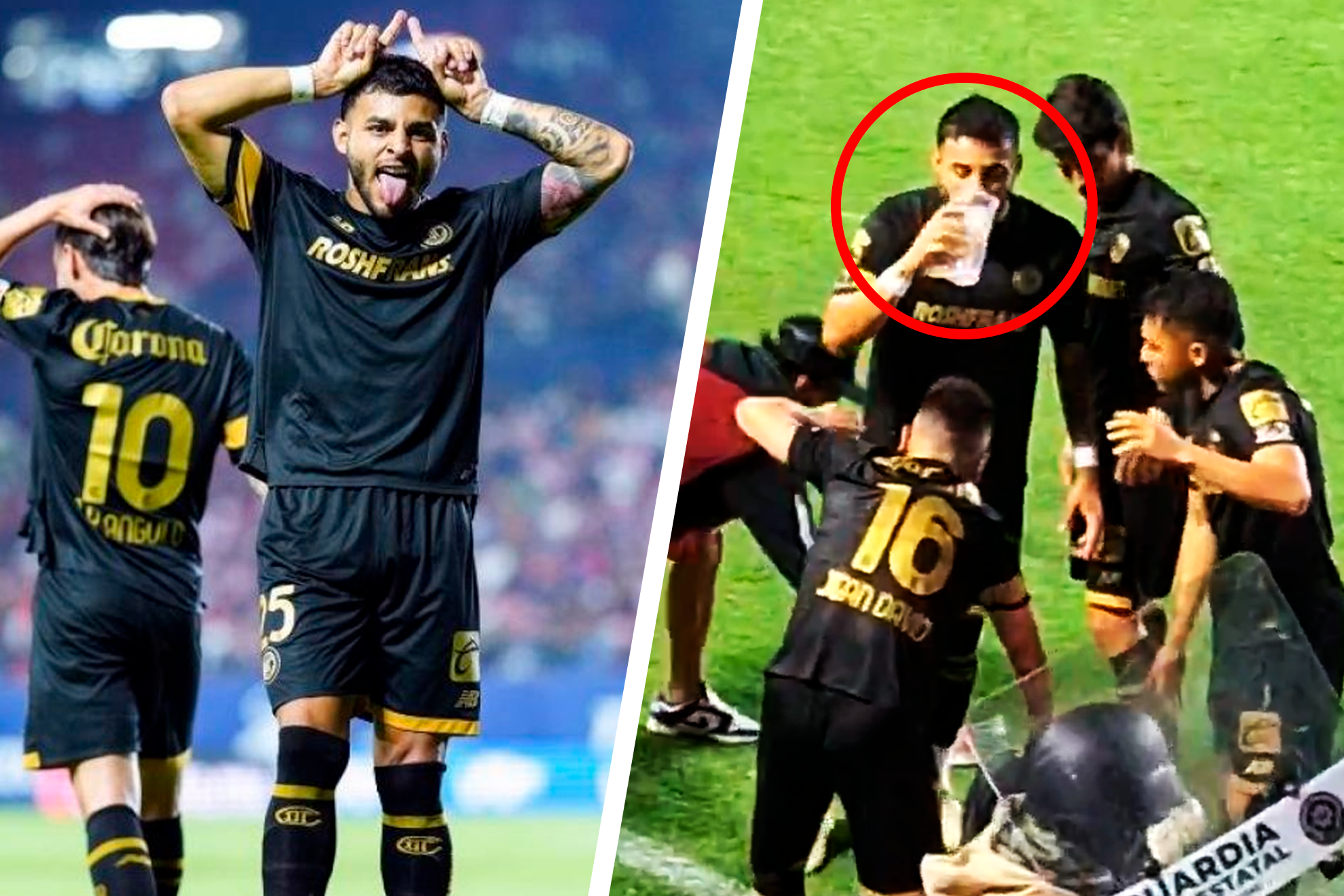 Alexis Vega se hace viral tras tomarle a la cerveza que le lanzaron durante el San Luis vs. Toluca