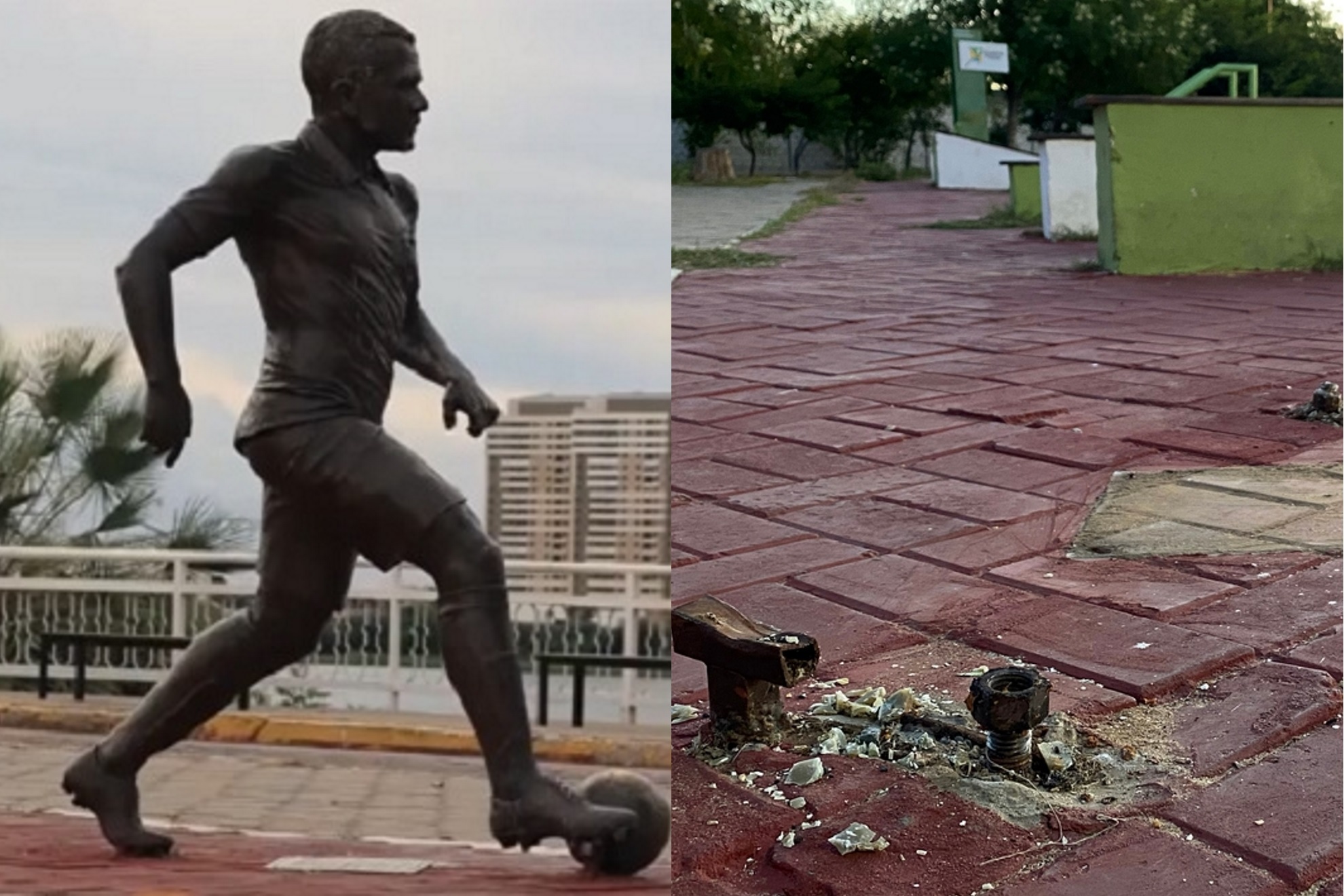 Daniel Alves Juazeiro Baha estatua Brasil tamao natural vandalizada