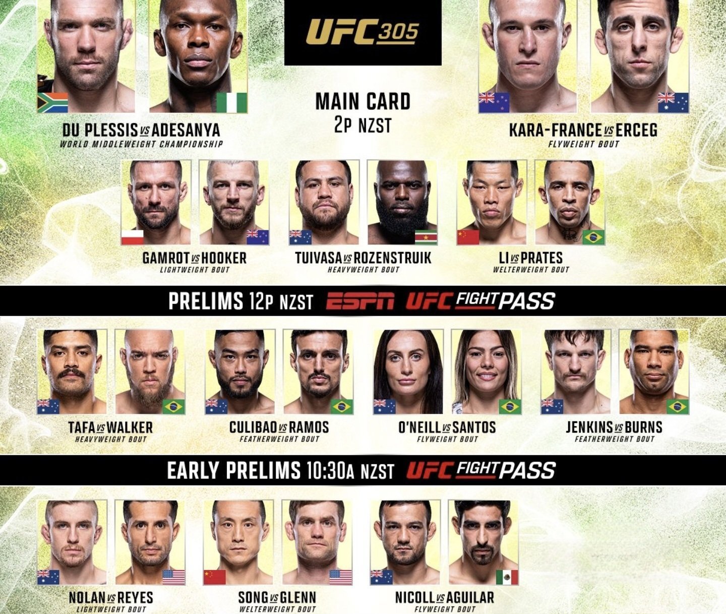 UFC 305 horario en México ¿Dónde ver Du Plessis vs. Adesanya en vivo? Cartelera completa hoy