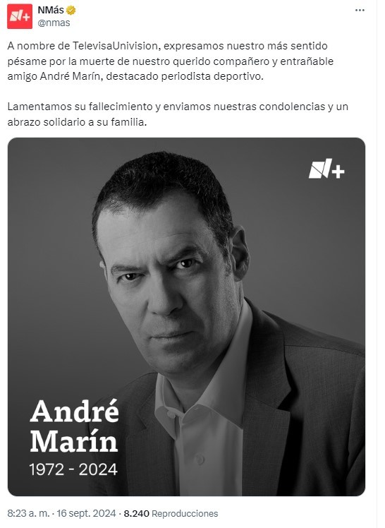 Andre Marn causa de muerte: Muere el comentarista deportivo de TUDN a los 52 aos