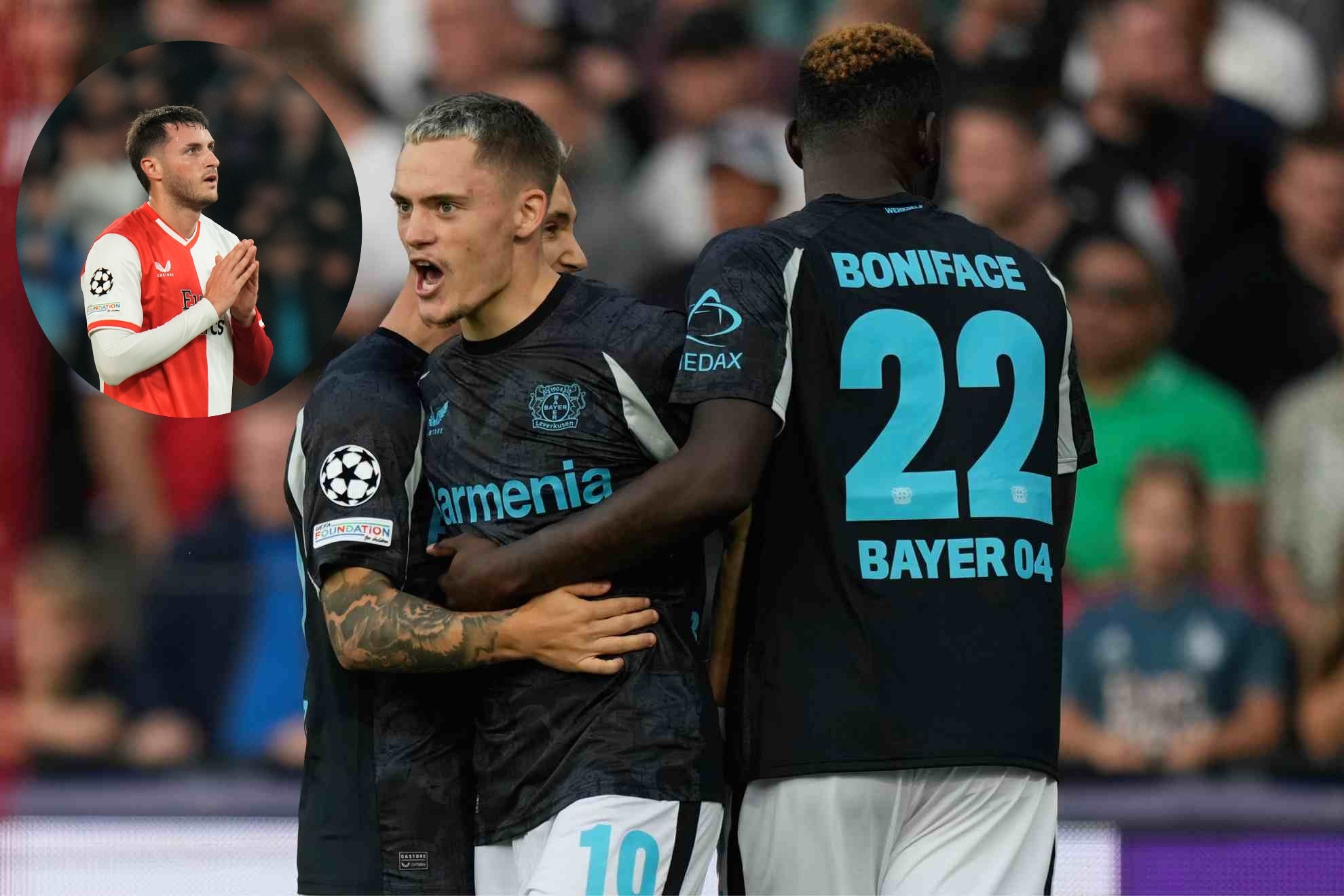 Florian Wirtz marc un doblete en la goleada ante Feyenoord en Champions