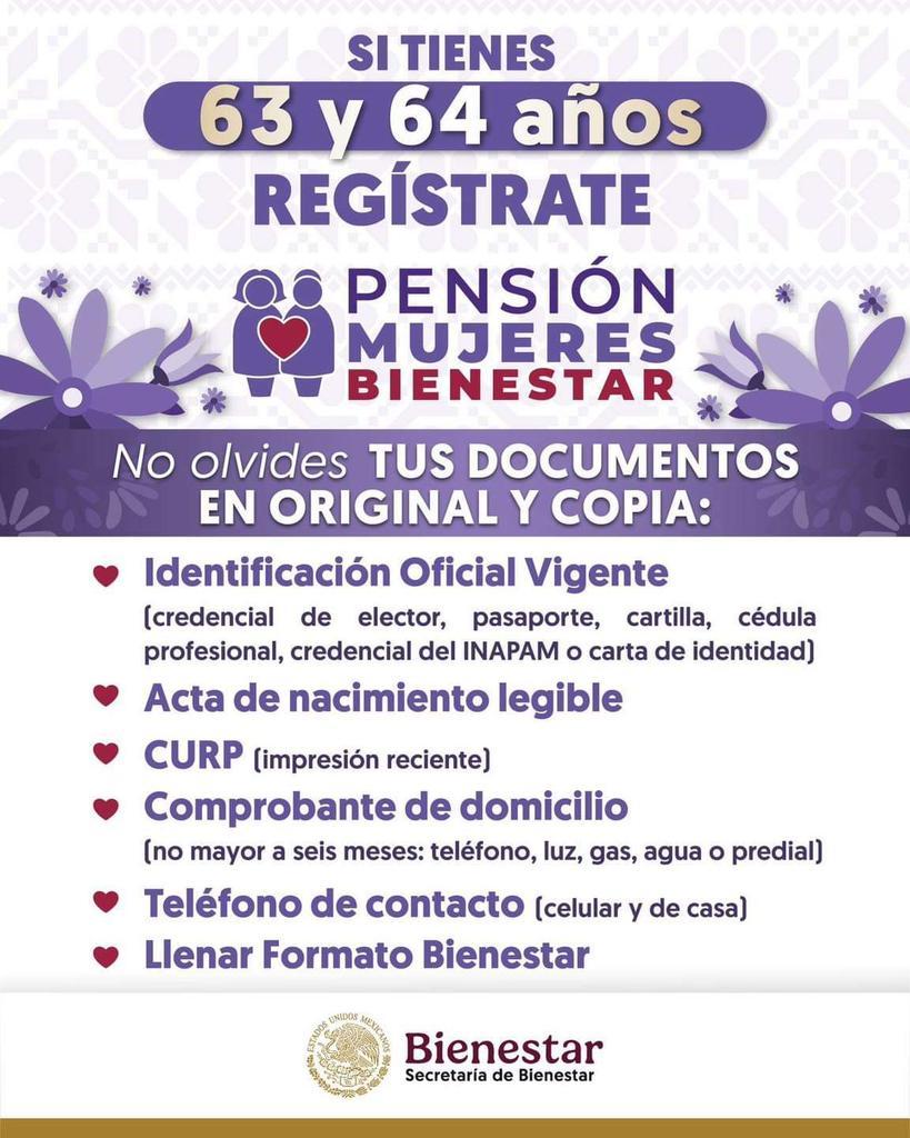 Abren registro para mujeres de 63 y 64 aos