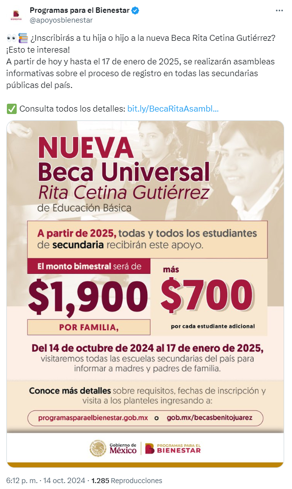 Beca Universal Rita Cetina Gutiérrez: registro y requisitos para los ...