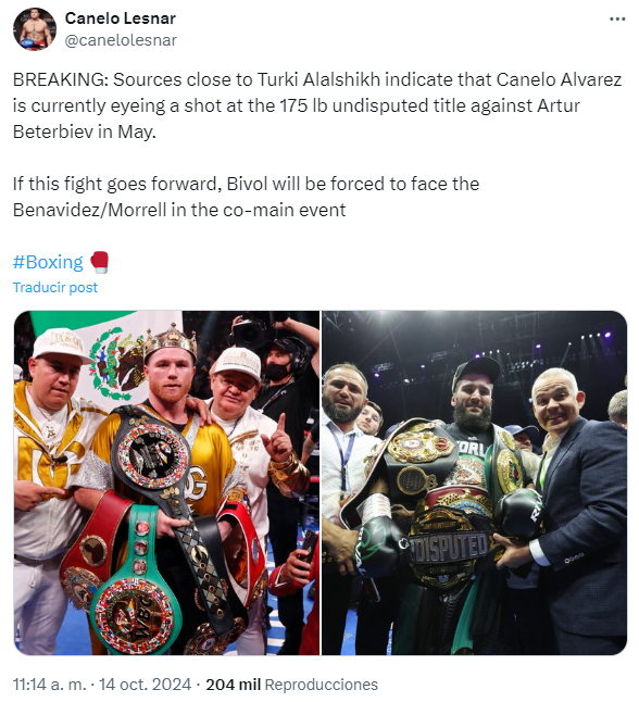 Canelo Álvarez berada di luar 5 Besar dunia. Ia digantikan oleh Beterbiev dan Bivol!