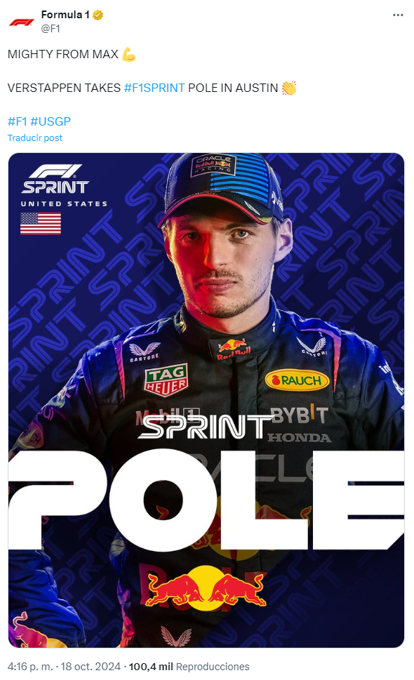 Carrera Sprint F1 Horario del GP Estados Unidos 2024 en México, dónde