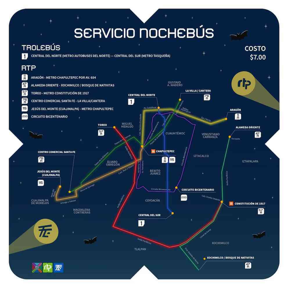 Turibus Map ¡De 12 a 5am! Las rutas del Nochebús: el nuevo transporte nocturno de ...