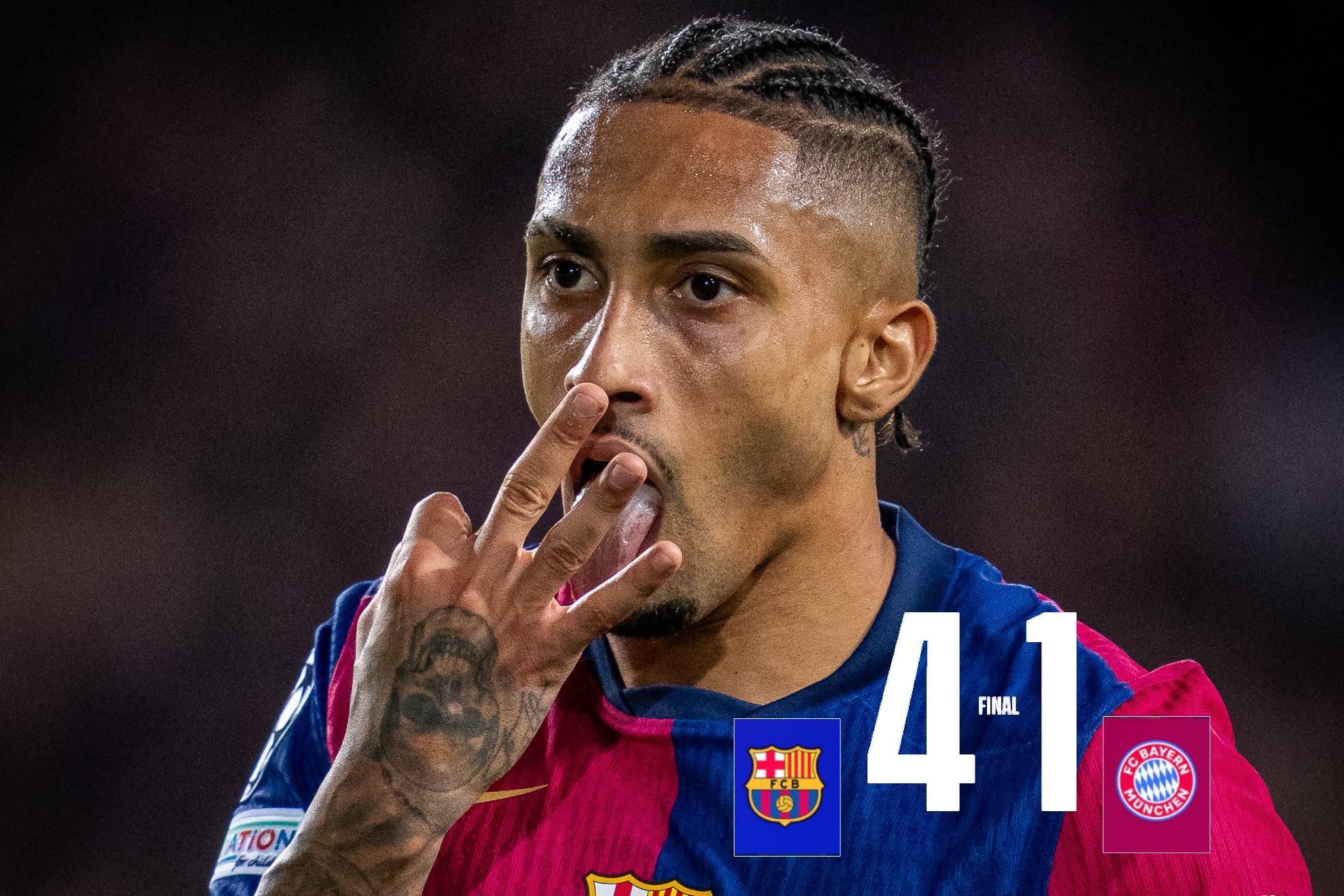 Resultado Barcelona vs Bayern Munich Champions League 2024: Raphinha comanda la goleada con hat-trick