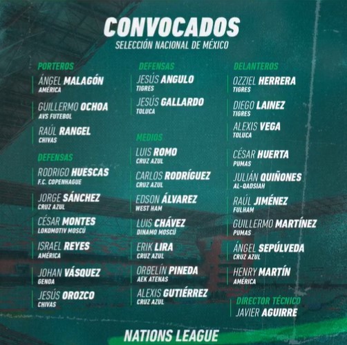 El Vasco Aguirre echa mano del Cruz Azul para su convocatoria de Nations League contra Honduras