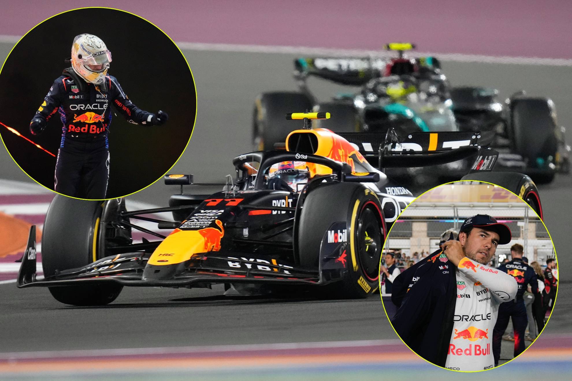 Sergio Pérez no terminó la carrera en Qatar; Verstappen quedó primero