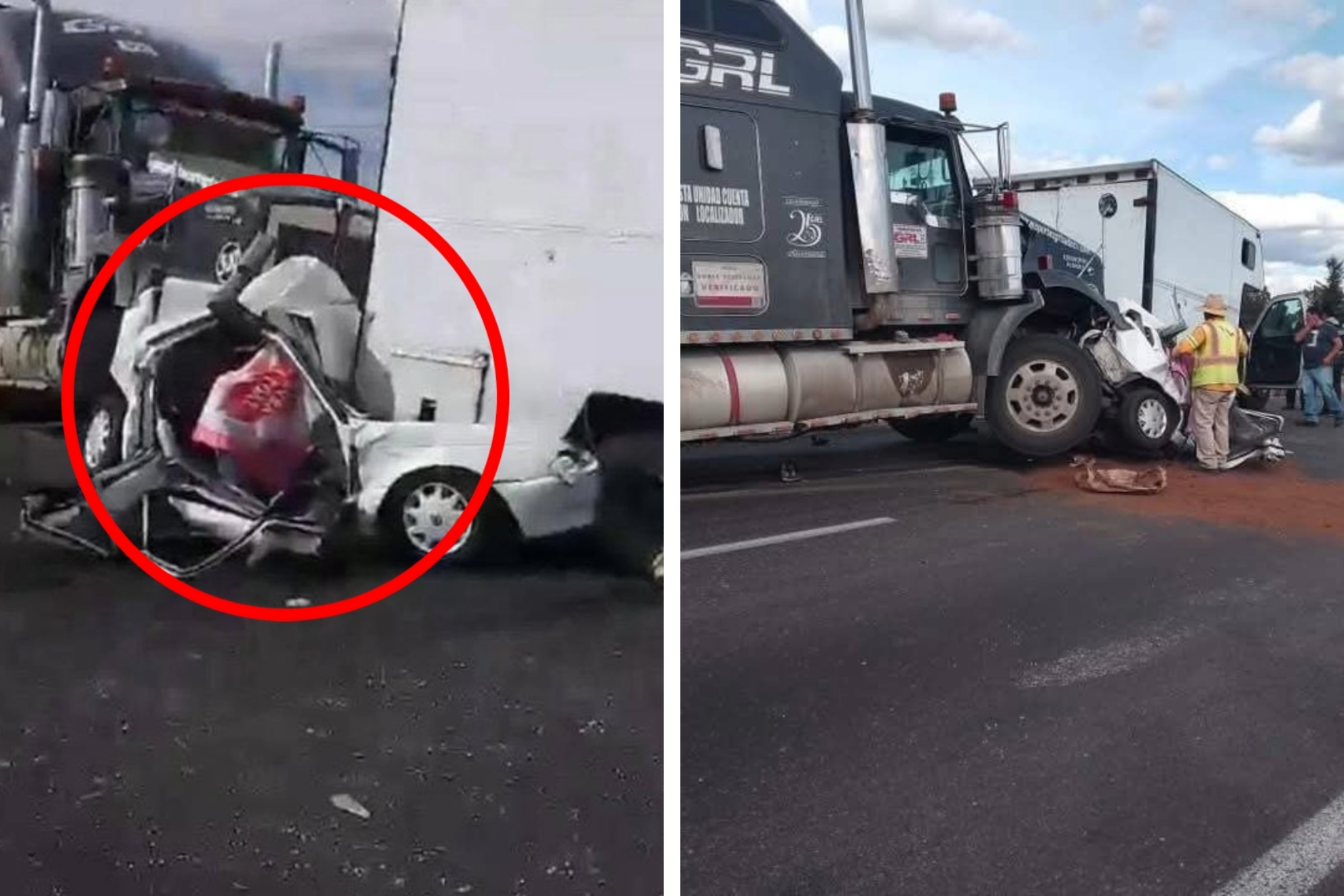 Puebla: Tr�iler aplasta por completo coche en plena autopista; se reportan dos personas sin vida y tres lesionados