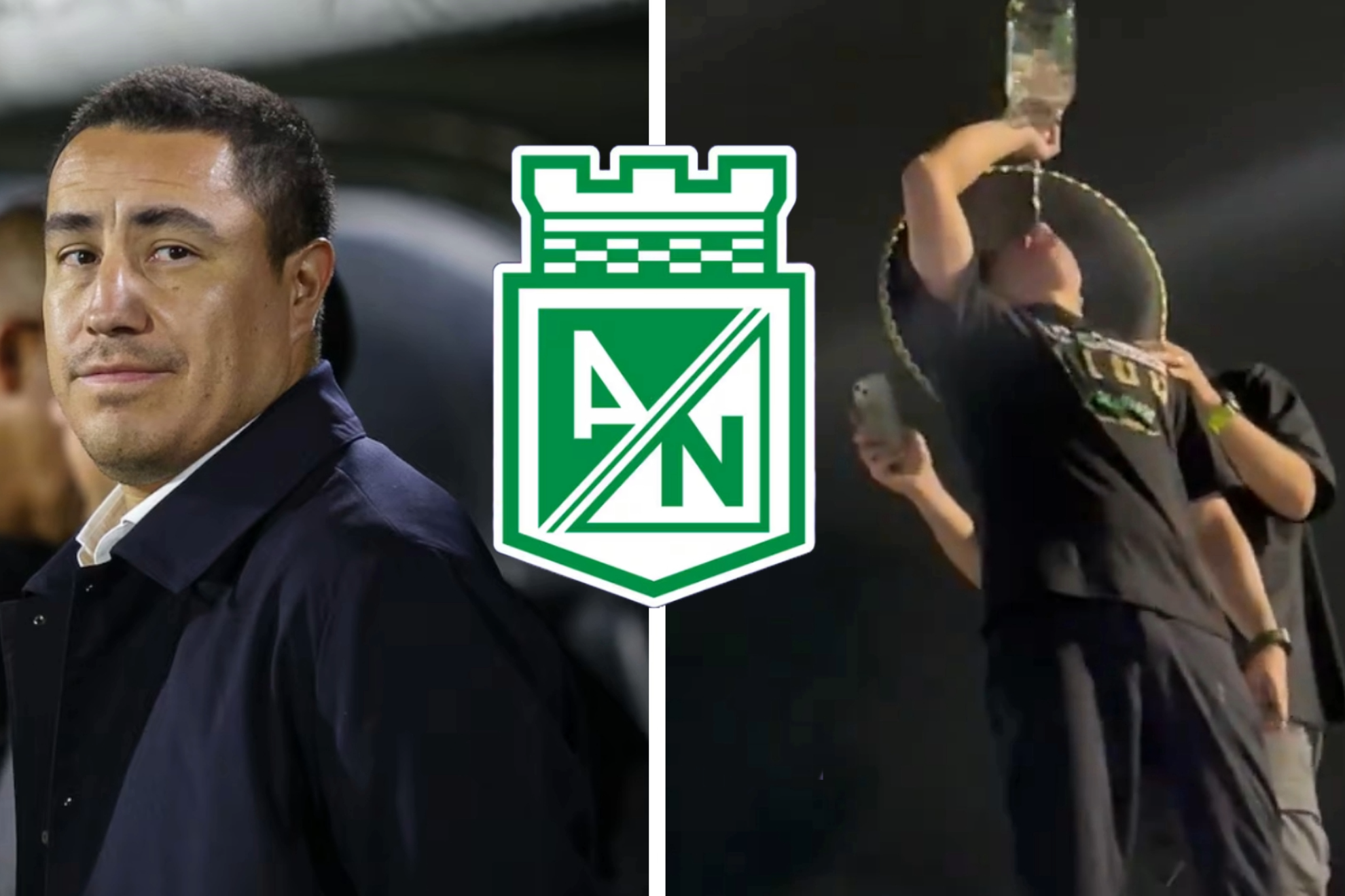 Efra�n Ju�rez festeja el campeonato del Atl�tico Nacional con tequila y todo