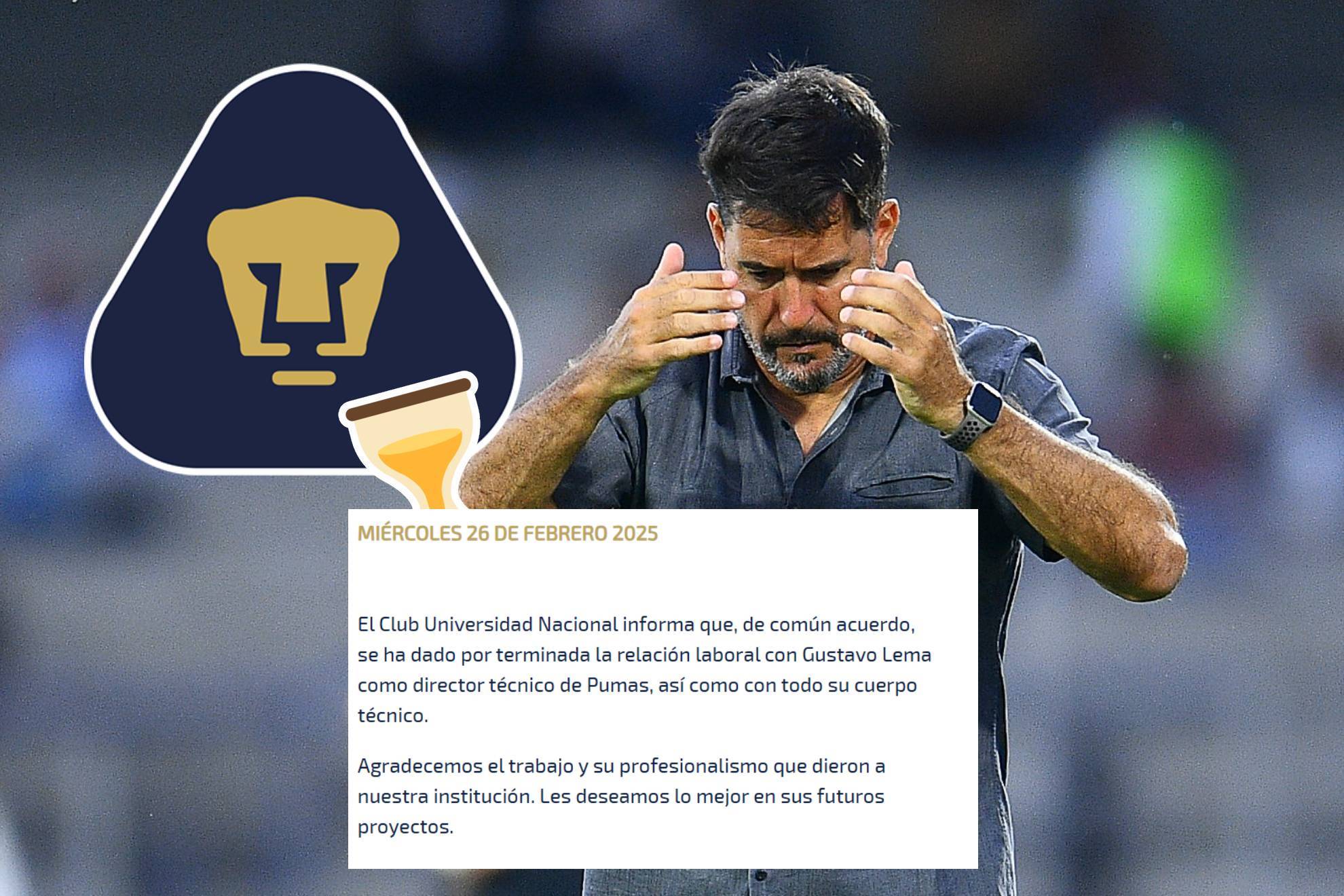 El comunicado de Pumas para anunciar la salida de Gustavo Lema