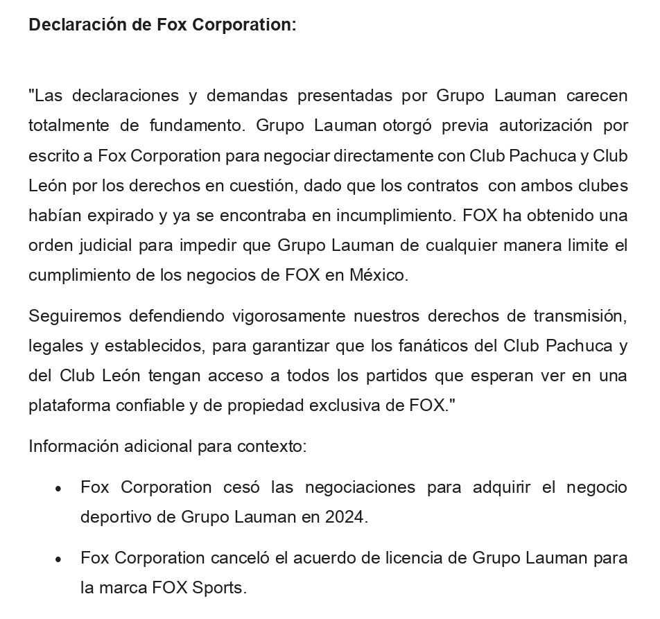 La respuesta del conglomerado estadounidense a Grupo Lauman
