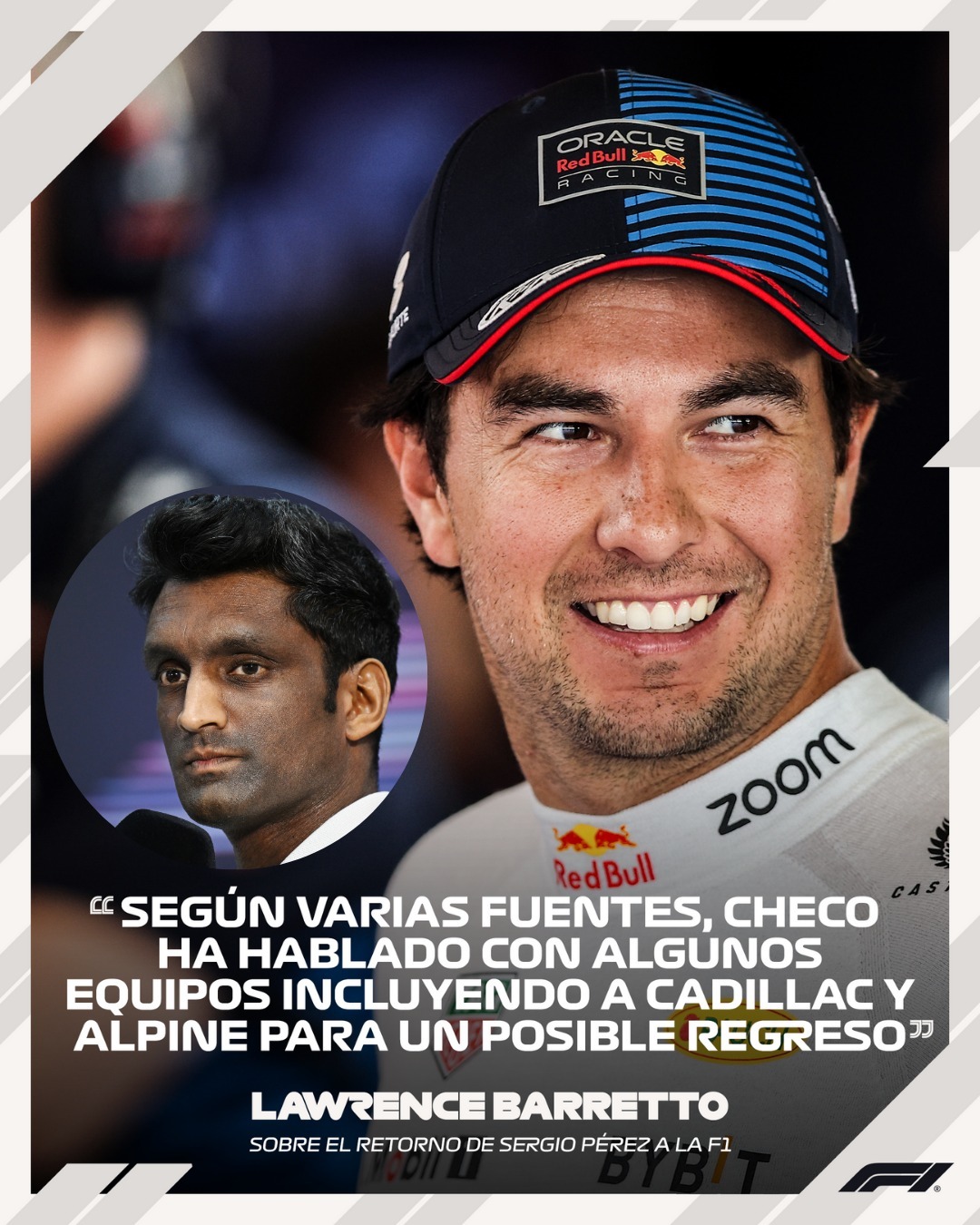 Lawrence Barretto no duda de la vuelta de Checo Pérez