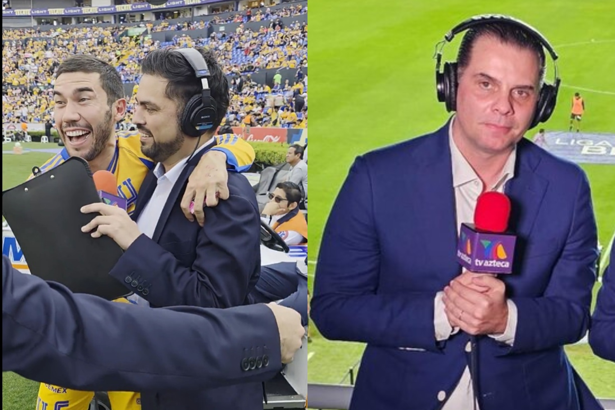 Christian Martinoli se sorprende en Tigres con el 'blooper' de Juan Pablo Vigón en vivo en TV Azteca